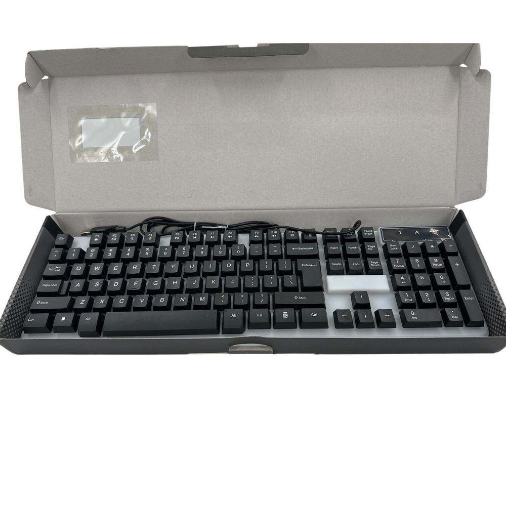 Unlocked Wired LED Gaming Keyboard Black Rainbow Backlit 104 Keys USB New